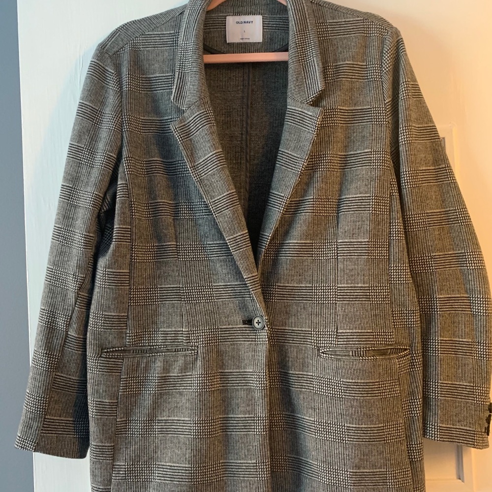 Plaid boyfriend blazer